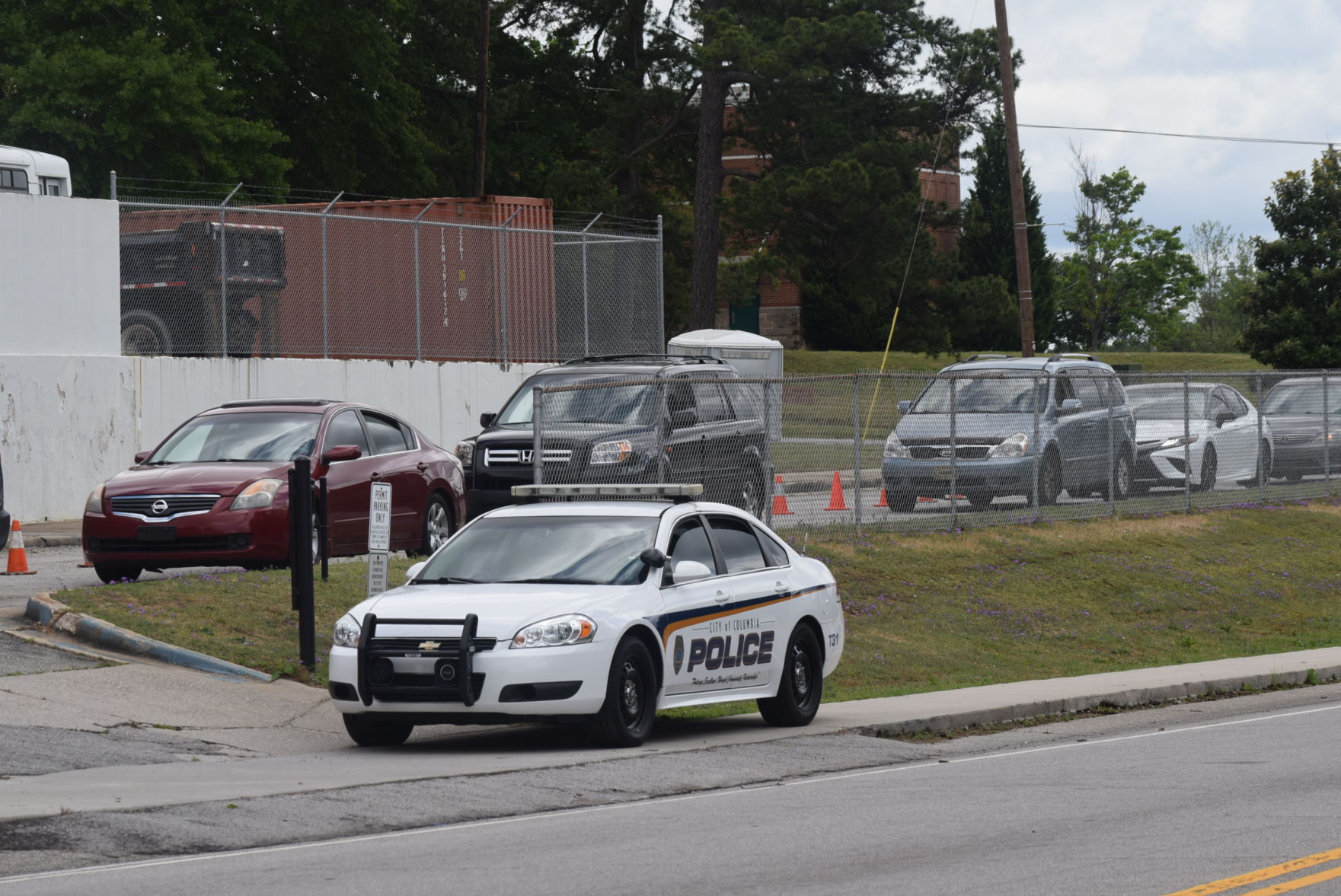 Cars in line at Eau Claire High School Coronavirus Testing Drive Thru